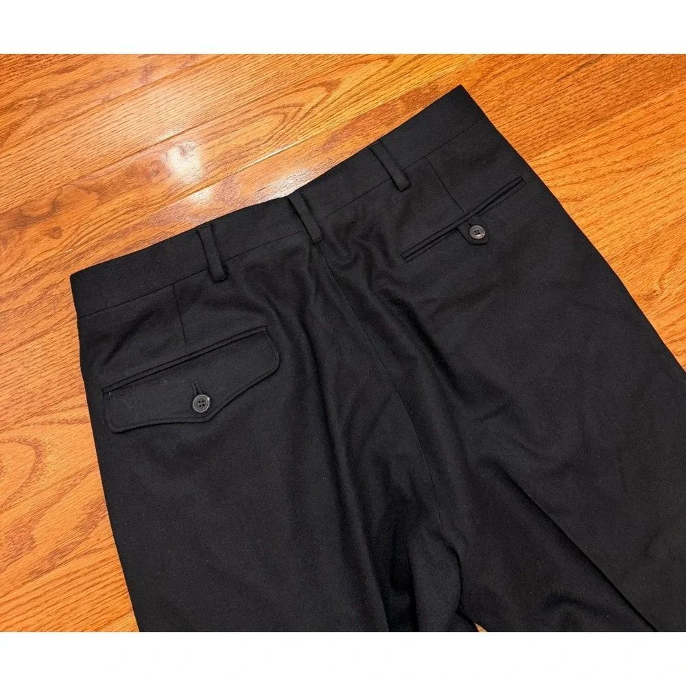 Paul Stuart Dress Pants Fits Mens 30x29 Black Wool Pleated Cuffed Italy Canada